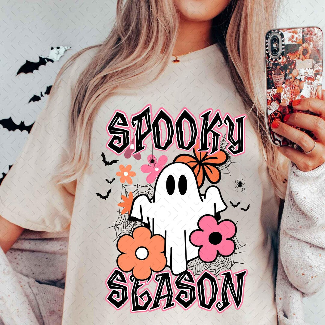 DTF Transfer – Retro Floral Ghosts – Vintage Ghost