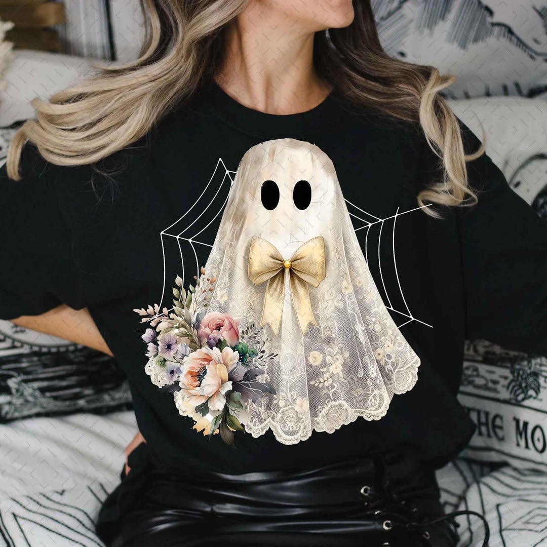DTF Transfer – Halloween Lace Ghost – Spooky Coquette – Design 4