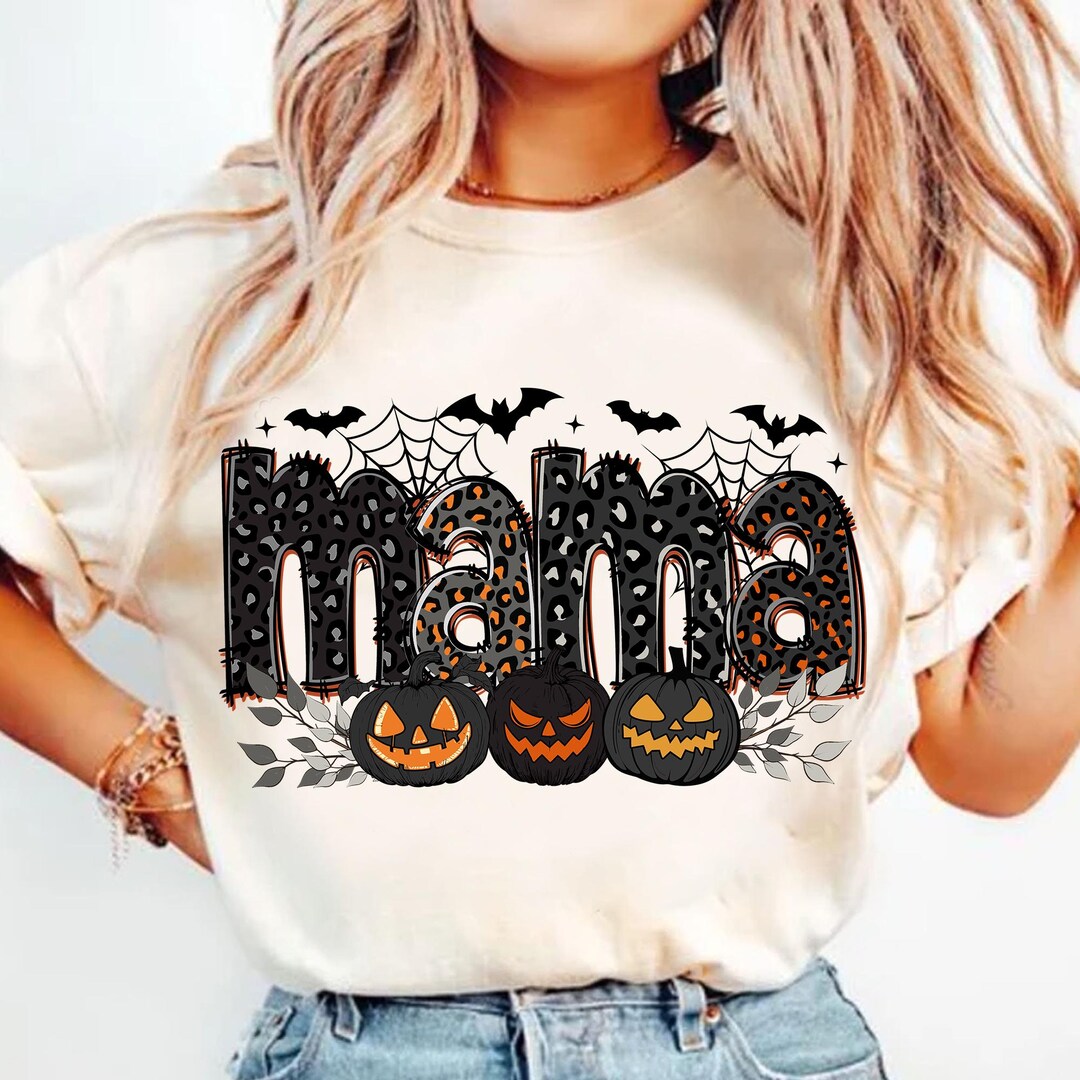 DTF Transfer – Halloween Mama Leopard – Halloween Pumpkin