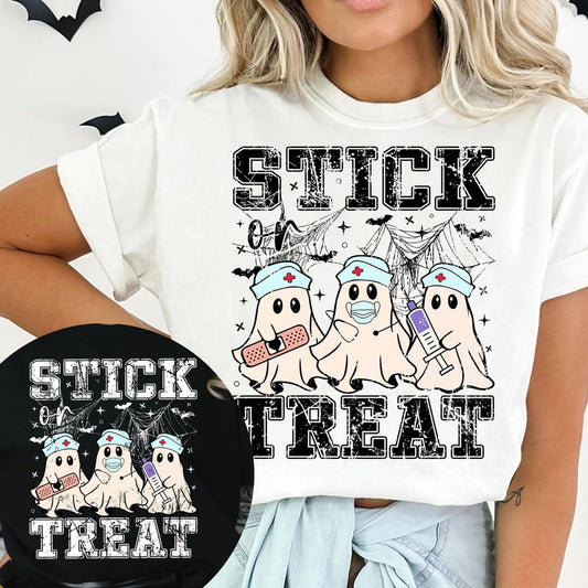 DTF Transfer – Stick Or Treat Shirt – Ghost Nurse Halloween Shirt
