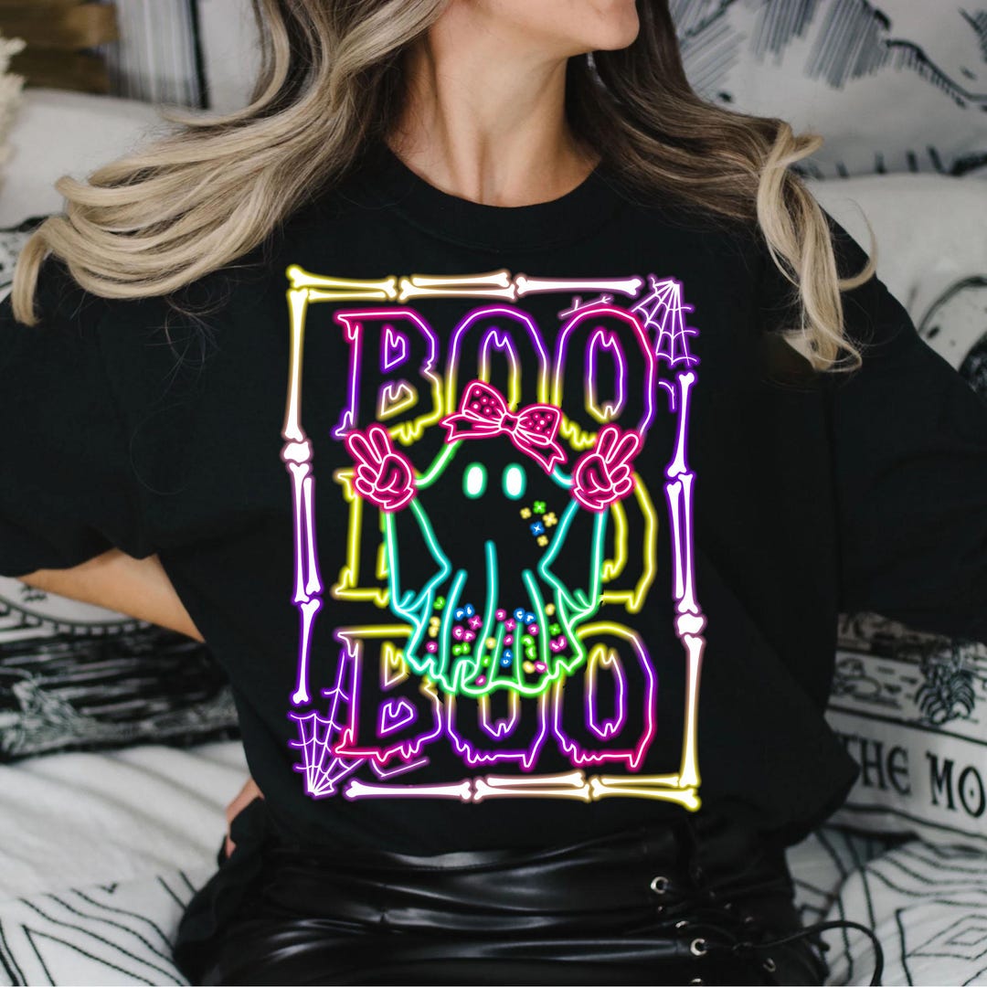 DTF Transfer – Cute Colorful Neon Boo Ghost – Design 2