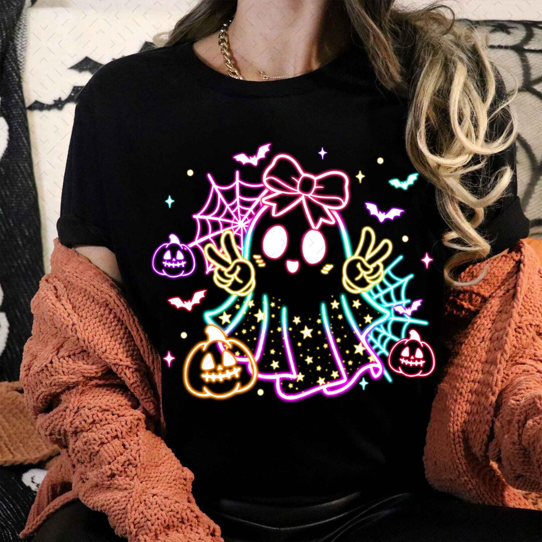 DTF Transfer – Cute Colorful Neon Boo Ghost – Design 3