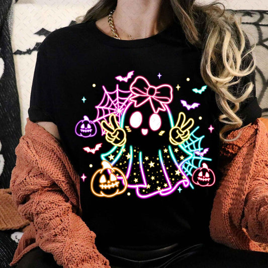 DTF Transfer – Cute Colorful Neon Boo Ghost – Design 3