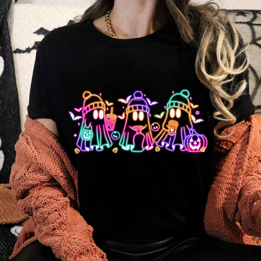DTF Transfer – Cute Colorful Neon Boo Ghost – Design 4