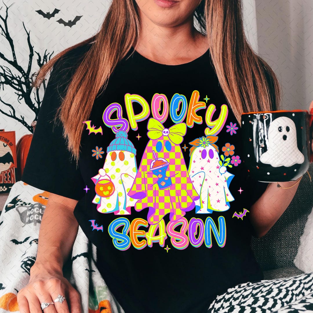 DTF Transfer – Neon Halloween Ghost – Spooky Season