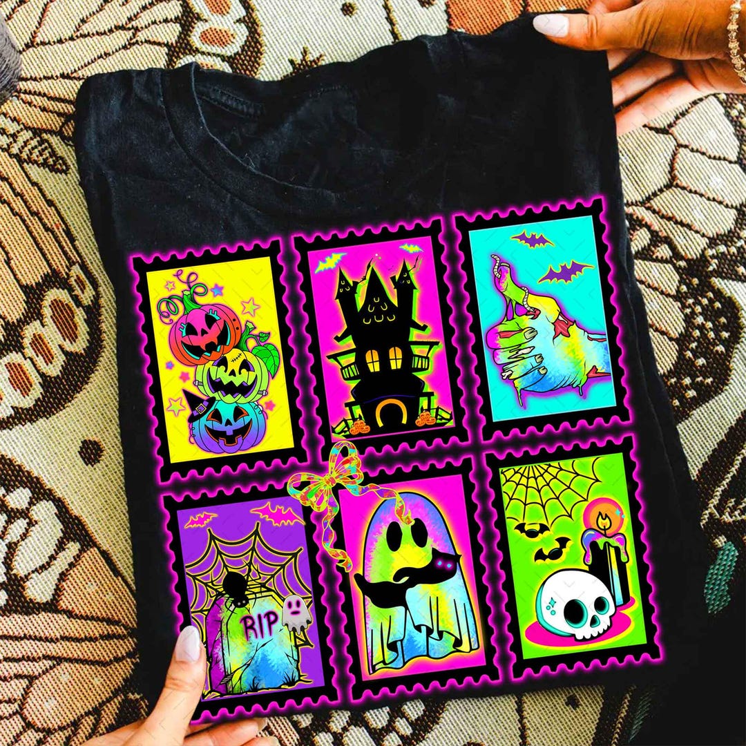 DTF Transfer – Neon Halloween – Retro Spooky Season