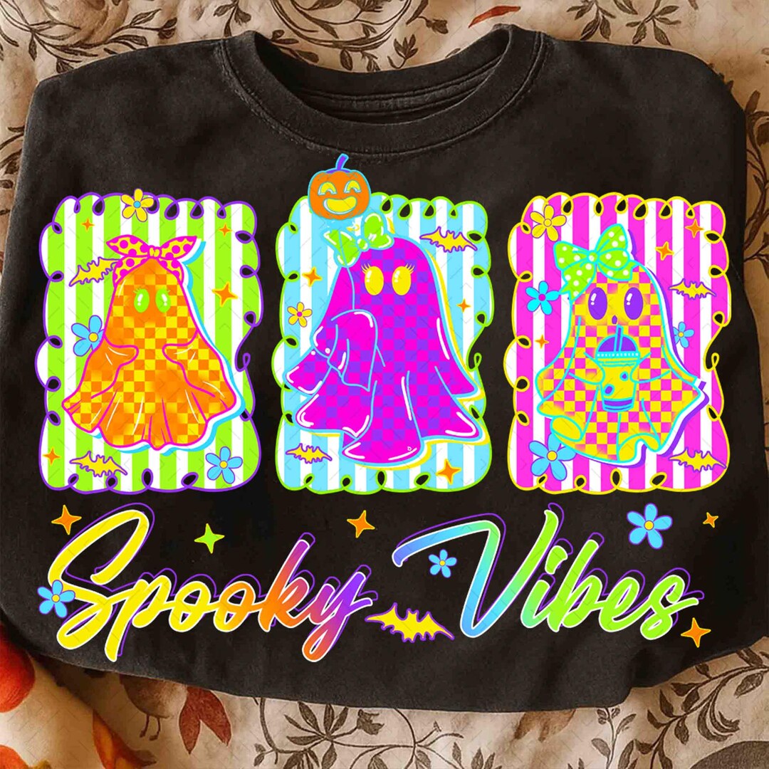 DTF Transfer – Neon Halloween Ghost Spooky Season
