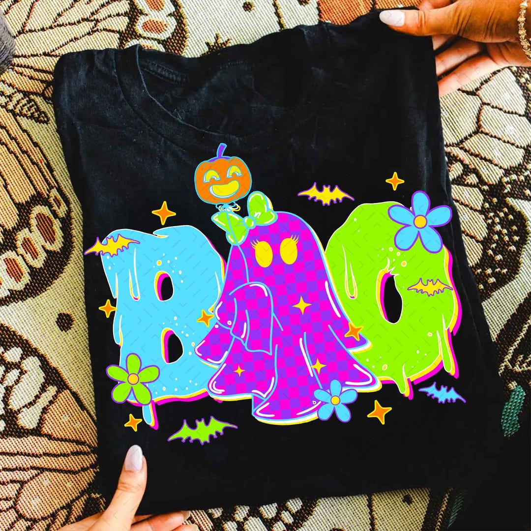 DTF Transfer – Neon Halloween Ghost – Cute Boo Ghost Coquette – Design 2