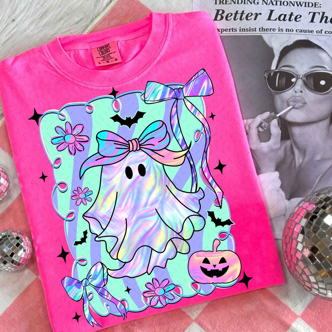 DTF Transfer – Preppy Halloween Ghost – Cute Boo Ghost Coquette