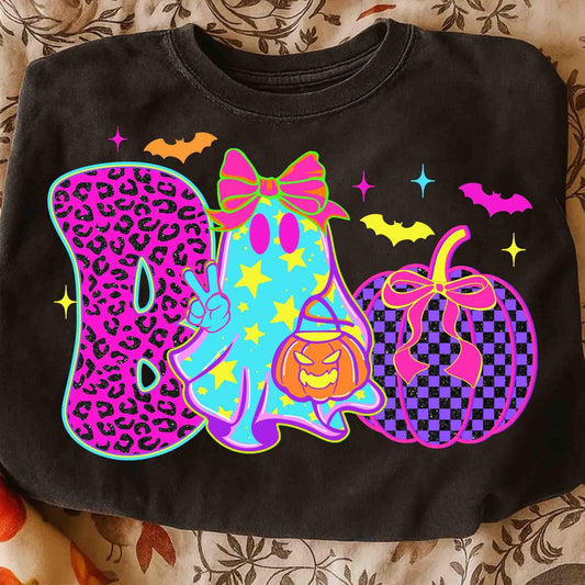 DTF Transfer – Neon Halloween Ghost – Cute Boo Ghost Coquette
