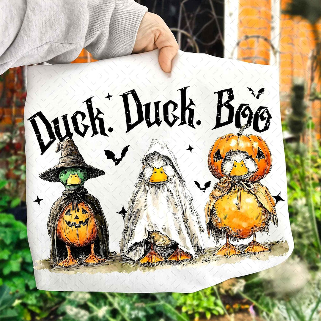 DTF Transfer – Duck Duck Boo – Funny Goose Halloween Design