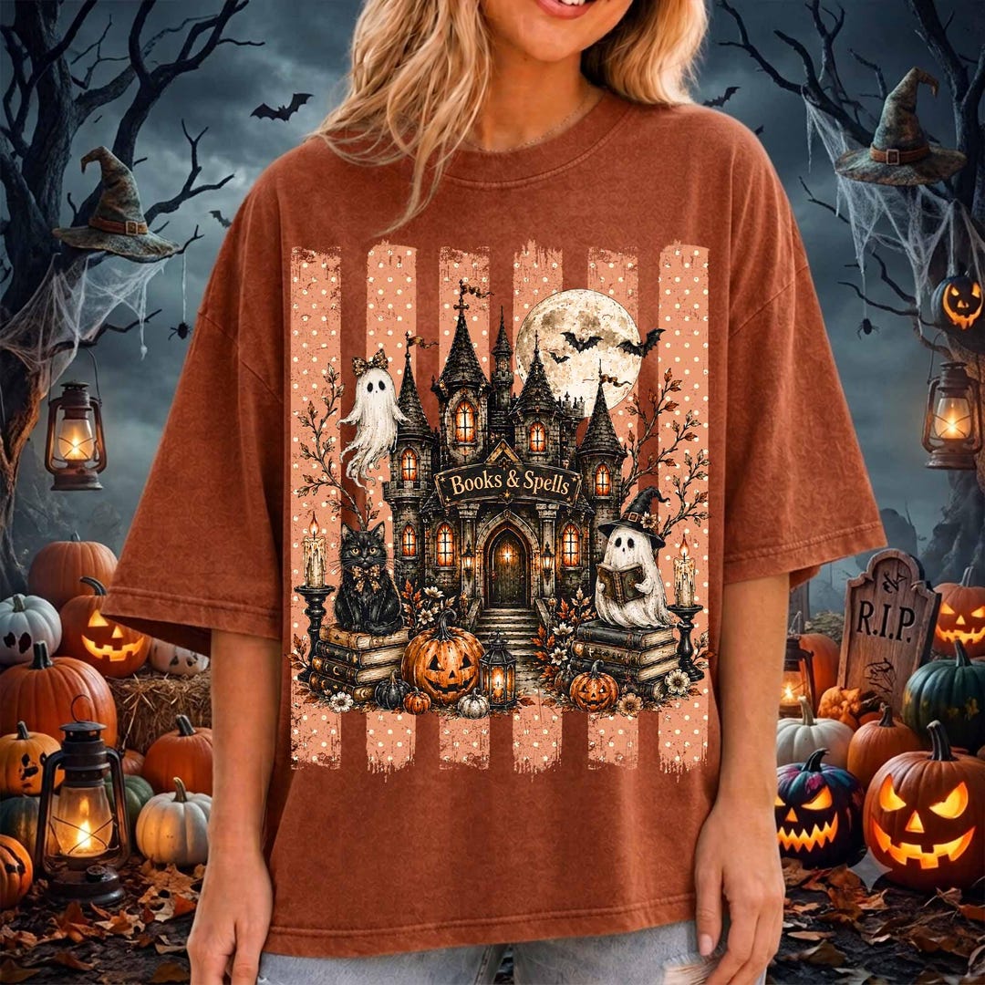 DTF Transfer – Haunted Book Store Halloween