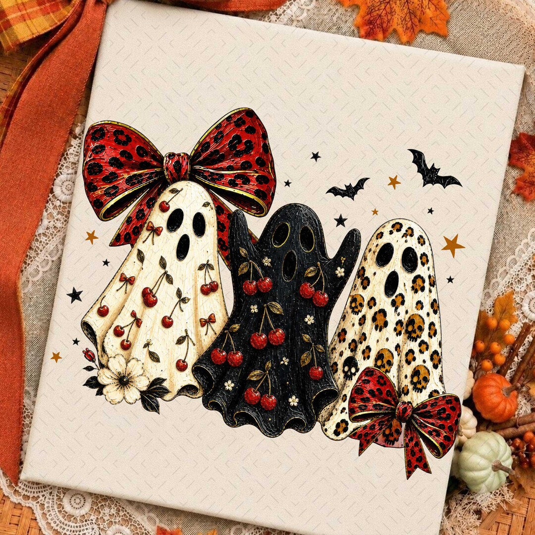 DTF Transfer – Cherry Ghost – Coquette Halloween