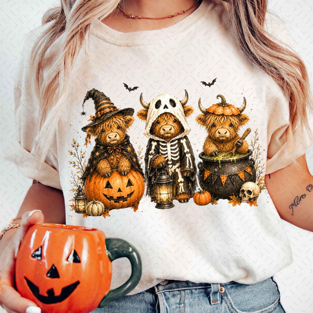 DTF Transfer – Funny Halloween Highland Cow