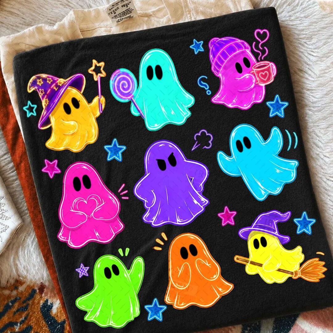 DTF Transfer – Preppy Spooky – Neon Pumpkins