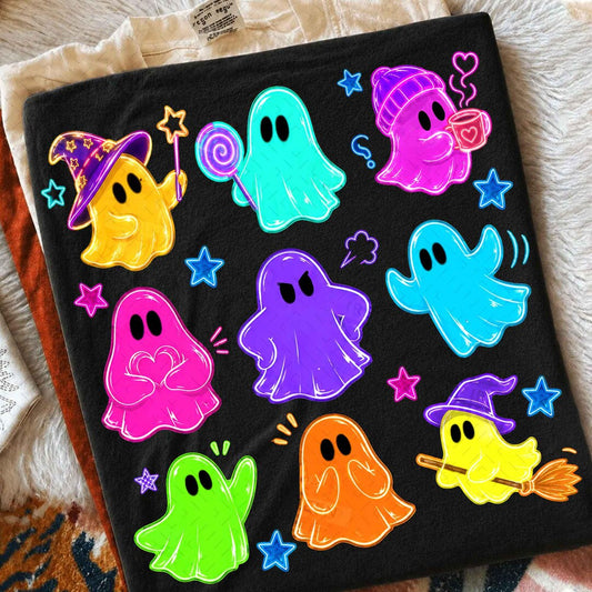 DTF Transfer – Preppy Spooky – Neon Pumpkins