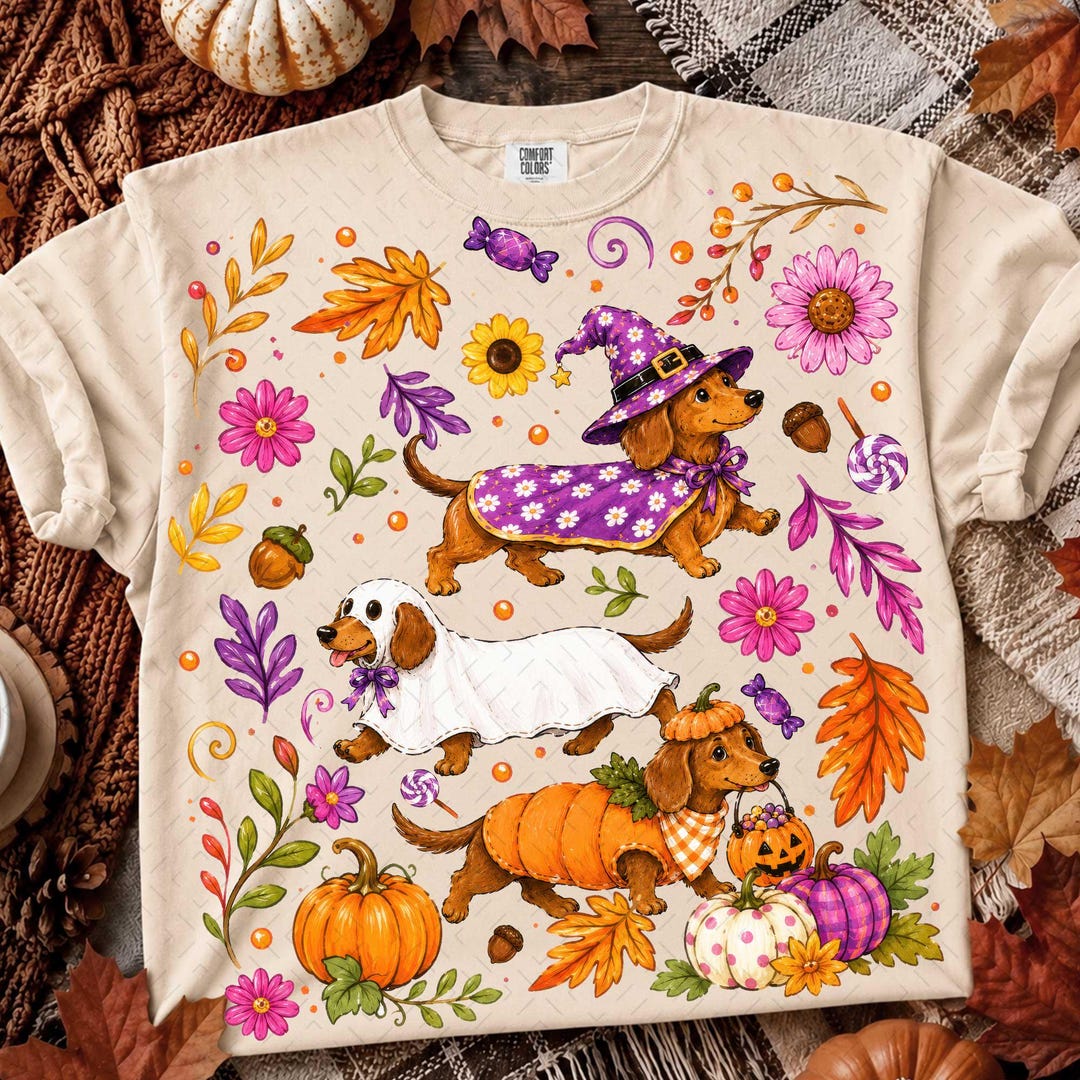 DTF Transfer – Halloween Dachshund – Cute Wiener Dog Design