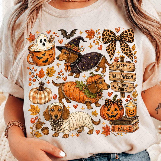 DTF Transfer – Coquette Halloween Dachshund