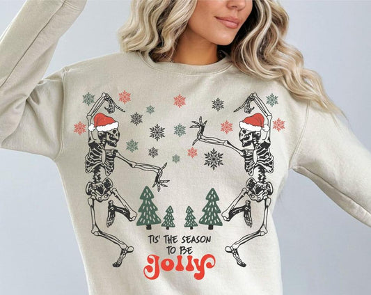 Sweatshirt Crew Hoodie T-Shirt Christmas Tis The Season To Be Jolly