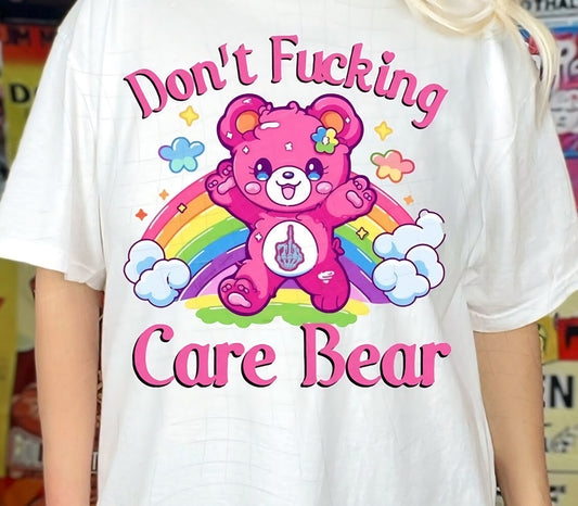 DTF Transfer Humor Don't Fucking Care Bear