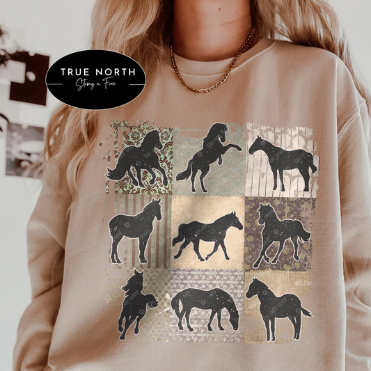 Boho Country Horses T-Shirt or Sweatshirt Perfect for Horse Lovers