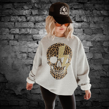 DTF Transfer  Leopard print skull with lighting