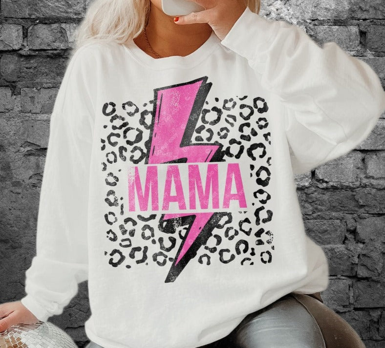 DTF Transfer Mama Lighting Bolt Pink