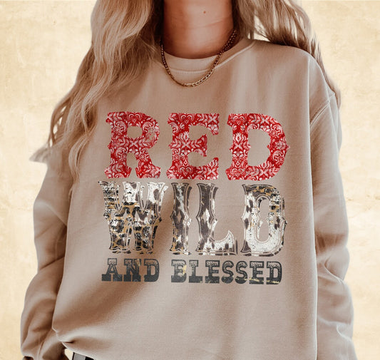 DTF Transfer Red Wild And Blessed
