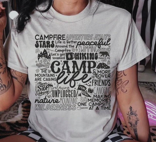 Rustic Camp Life T-Shirt Tee  Sweatshirt for Summer - Perfect for Outdoor Adventures  Available in Multiple Sizes