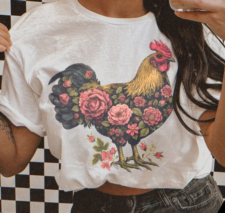 Boho Western Rooster T-Shirt Sweatshirt - Unique and Stylish  Apparel