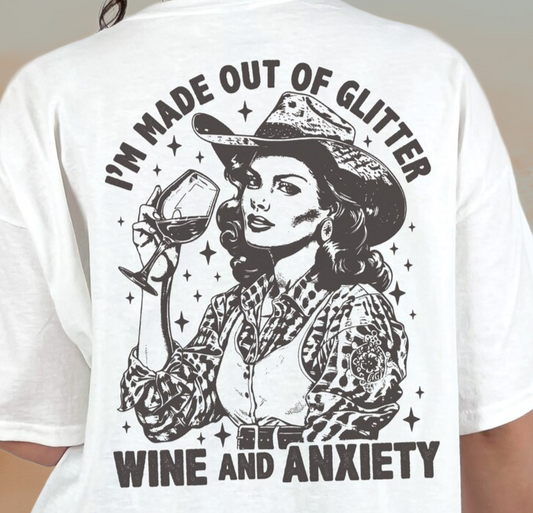 Western Wine T-Shirt Sweatshirt with Glitter Design - Perfect for Wine Lovers