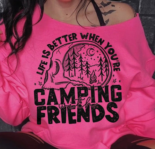 Camp with Friends in Style Camping Design T-Shirt Tee and Sweatshirt
