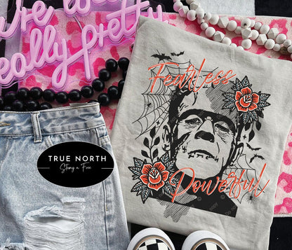DTF Transfer Frankenstein Tattoo Style Fall Design FEARLESS