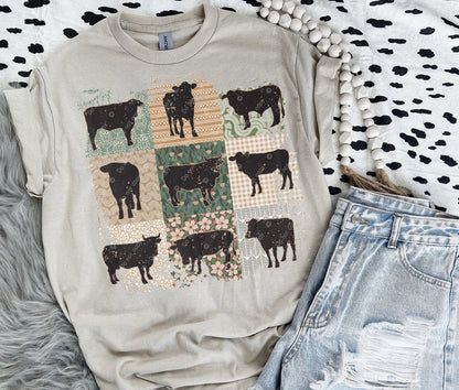 Country Cow Boho Print T-Shirt Tee or Sweatshirt - Rustic Charm for Your Wardrobe