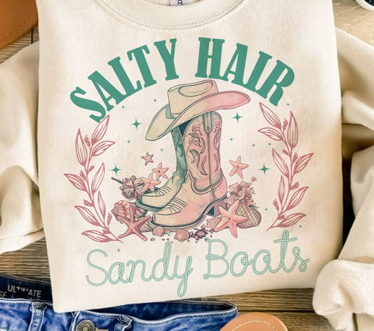 DTF Transfer Western Salty Hair Sand Boats Beach Style