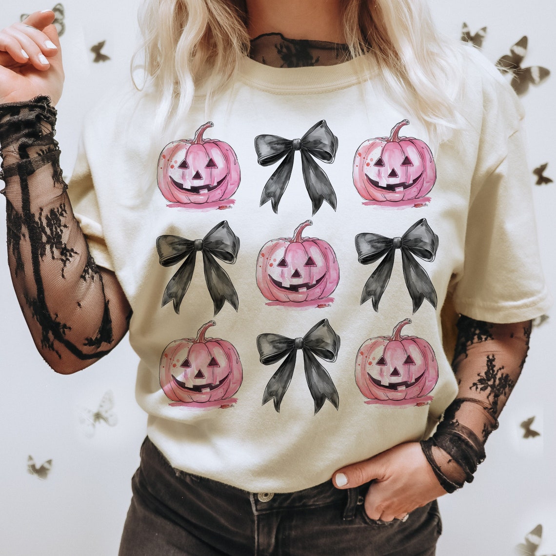 T-Shirt Or Sweatshirt / Hoodie Fall Halloween Pink Pumpkins & Bows