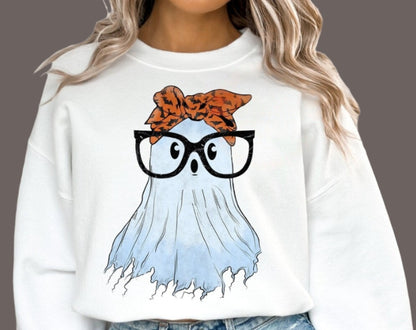 DTF Transfer Fall  Halloween  Cute Ghost With Glasses And Bandana