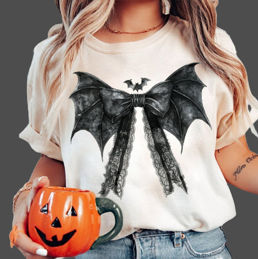 DTF Transfer Fall Halloween BLACK Bat Bow