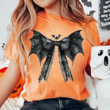 DTF Transfer Fall Halloween BLACK Bat Bow