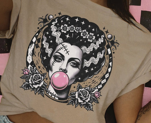 DTF Transfer Summer  Halloween Frankenstein Bride Bubble Gum