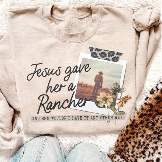 DTF Transfer Jesus Gave Her a Rancher – Western Christian Graphic with Polaroid