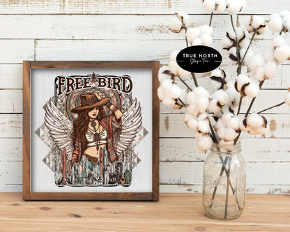 Rustic Wooden Framed Bird Decor - Choose from 13" or 7" - Free Bird Design