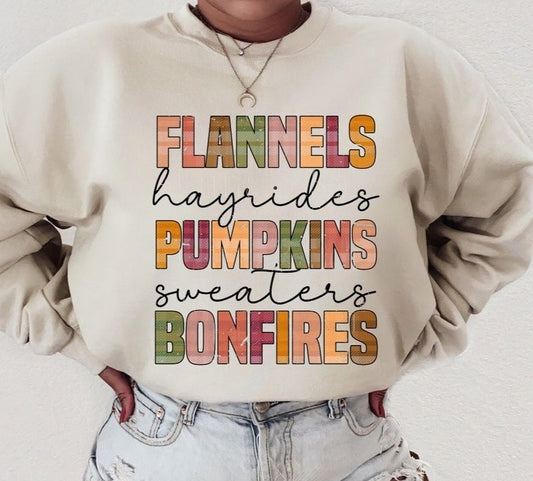 DTF Transfer Flannels Hayrides Pumpkins Sweaters