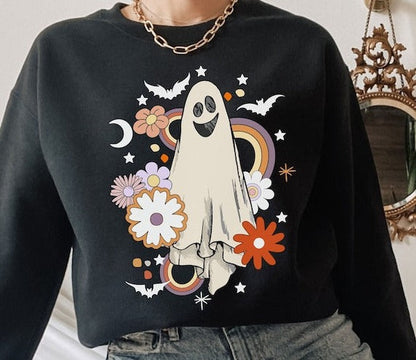 Sweatshirt Hoodie Or T-Shirt  Fall Halloween Reto Ghost