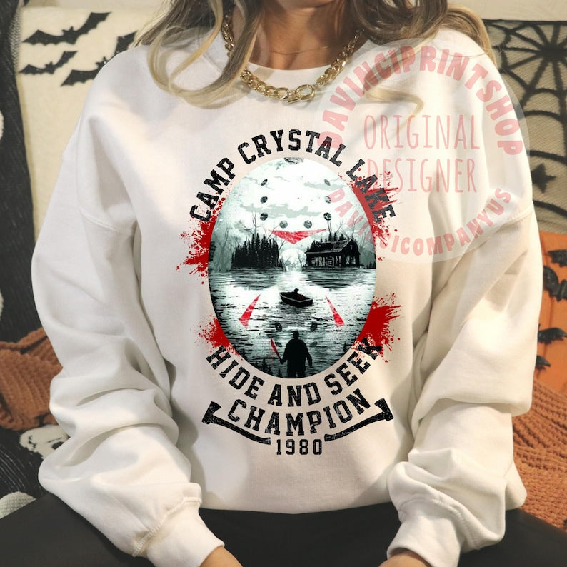 Sweatshirt Hoodie Or T-Shirt  Fall Halloween Jason Camp Crystal Lake