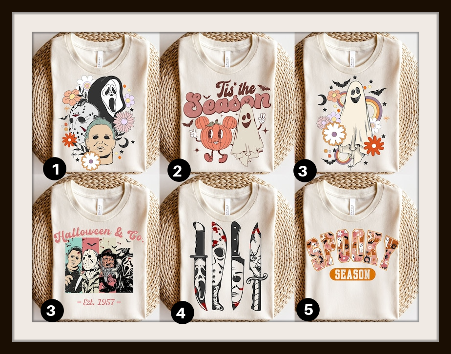 DTF Transfer Fall  Halloween Six  Design Bundle