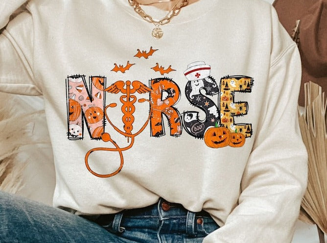 Sweatshirt Hoodie Or T-Shirt  Fall Halloween Nursing Design