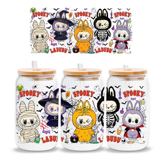 UV-DTF Cup Wrap Stickers | Spooky Labubuu Halloween Characters