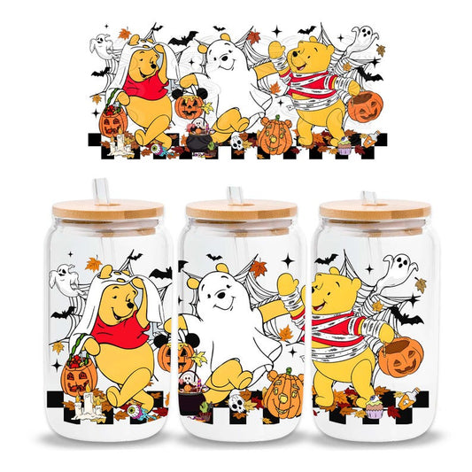 UV-DTF Cup Wrap Stickers | Halloween Winniee the Poohh Ghost & Mummy | Trick or Treat Spooky Cute Cup