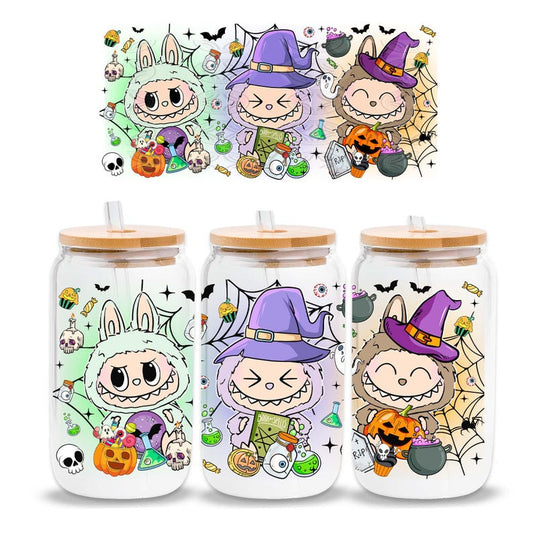 UV-DTF Cup Wrap Stickers | Cute Halloween Witches & Bunny Costumes | Spooky Potion Magic Fall Cup Decor